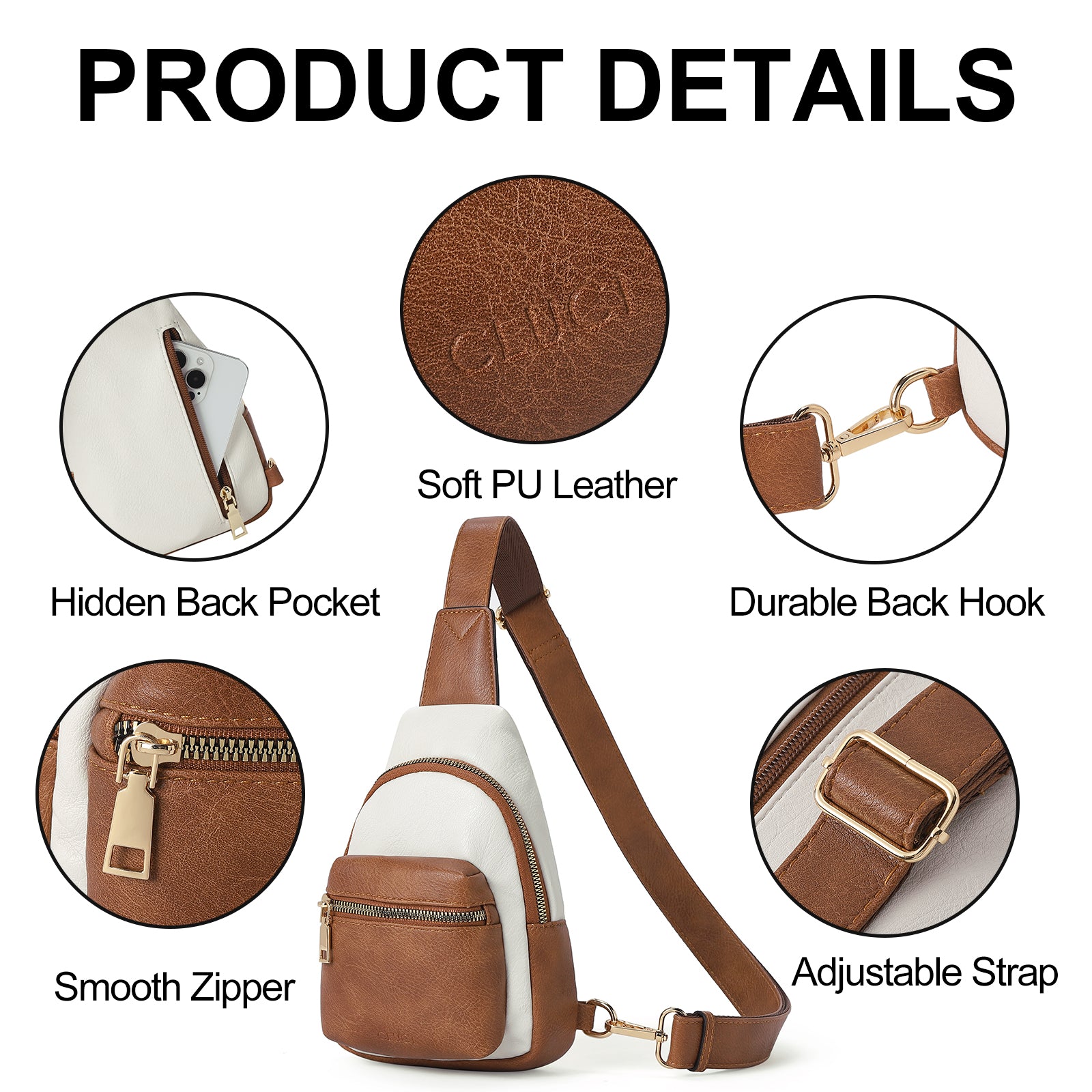 Small Sling Bag Leather Crossbody Fanny Packs Trendy Women's Chest Bag