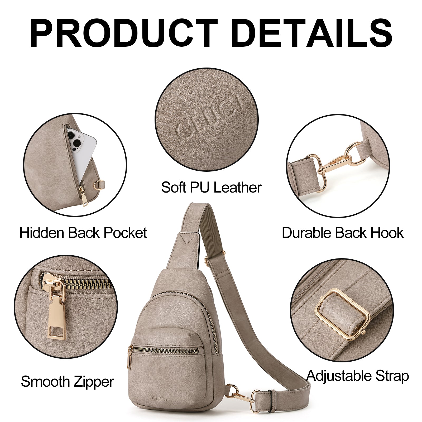 Small Sling Bag Leather Crossbody Fanny Packs Trendy Women's Chest Bag