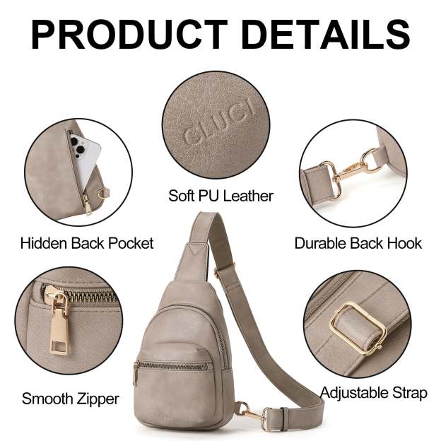 Small Sling Bag Leather Crossbody Fanny Packs Trendy Women's Chest Bag