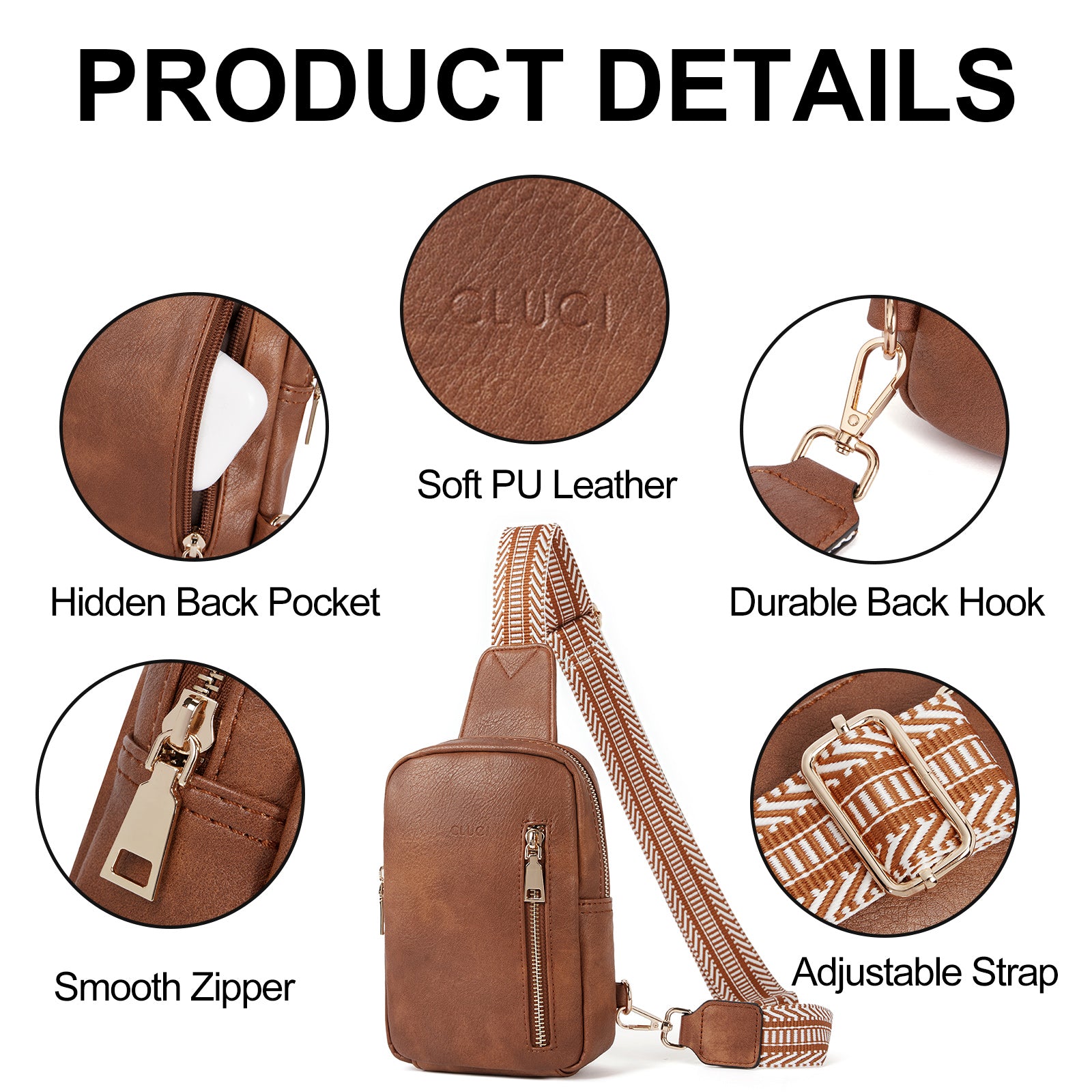 Small Vegan Leather Sling Bag for Women  Crossbody Chest Bags Trendy