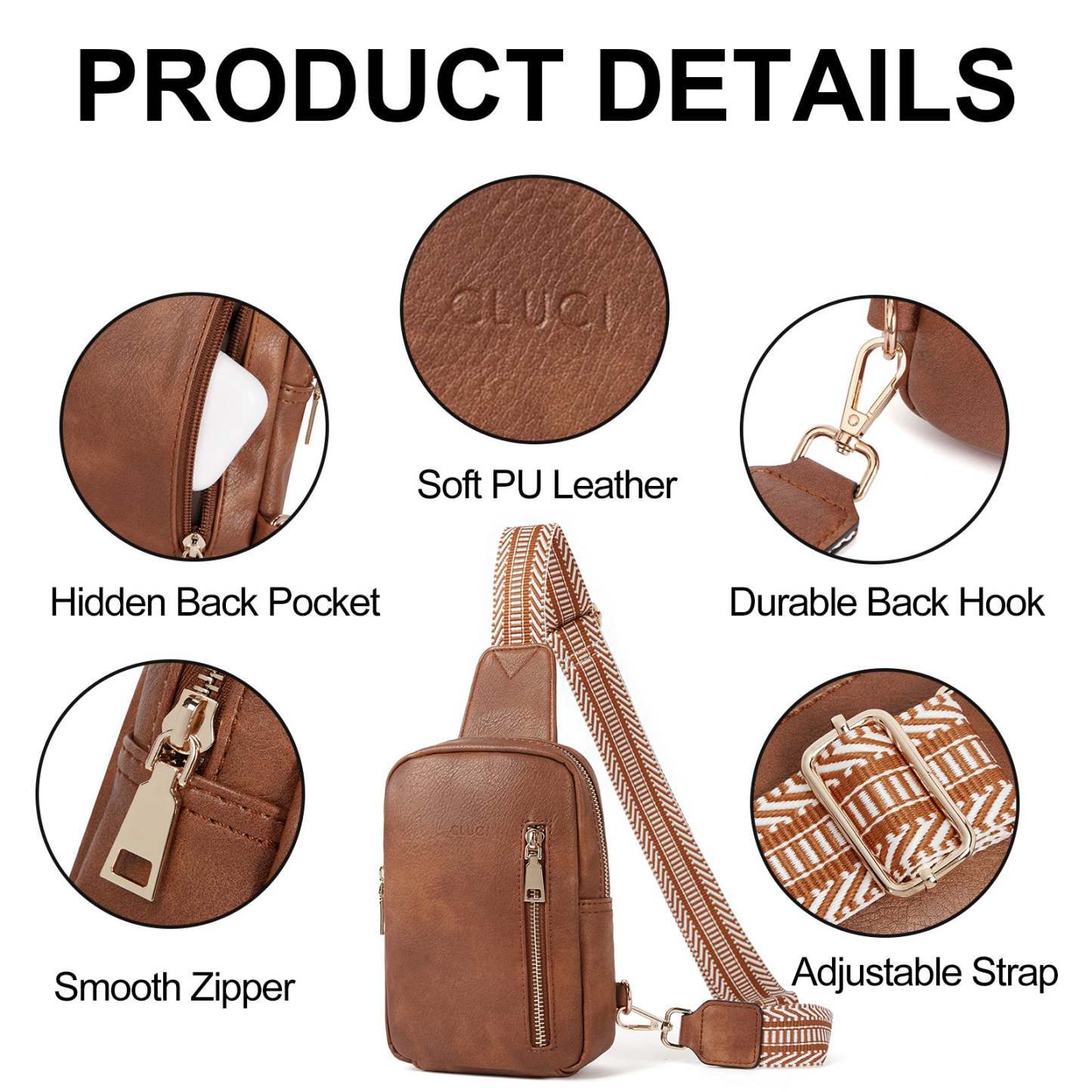Small Vegan Leather Sling Bag for Women  Crossbody Chest Bags Trendy