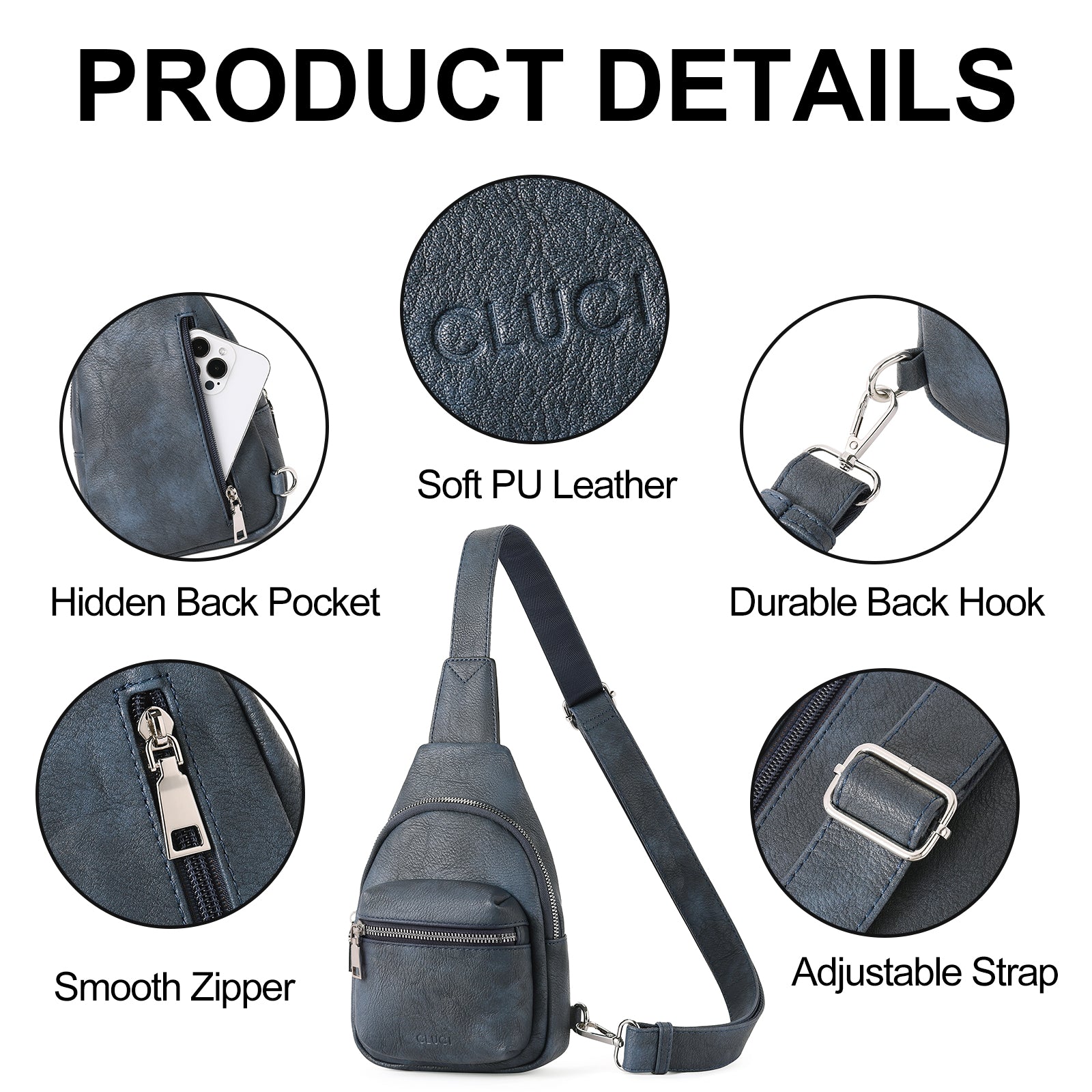 Small Sling Bag Leather Crossbody Fanny Packs Trendy Women's Chest Bag