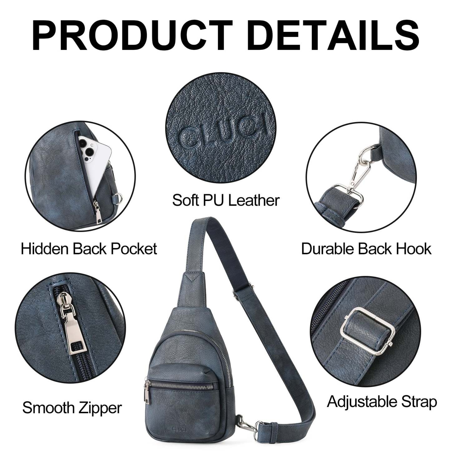 Small Sling Bag Leather Crossbody Fanny Packs Trendy Women's Chest Bag
