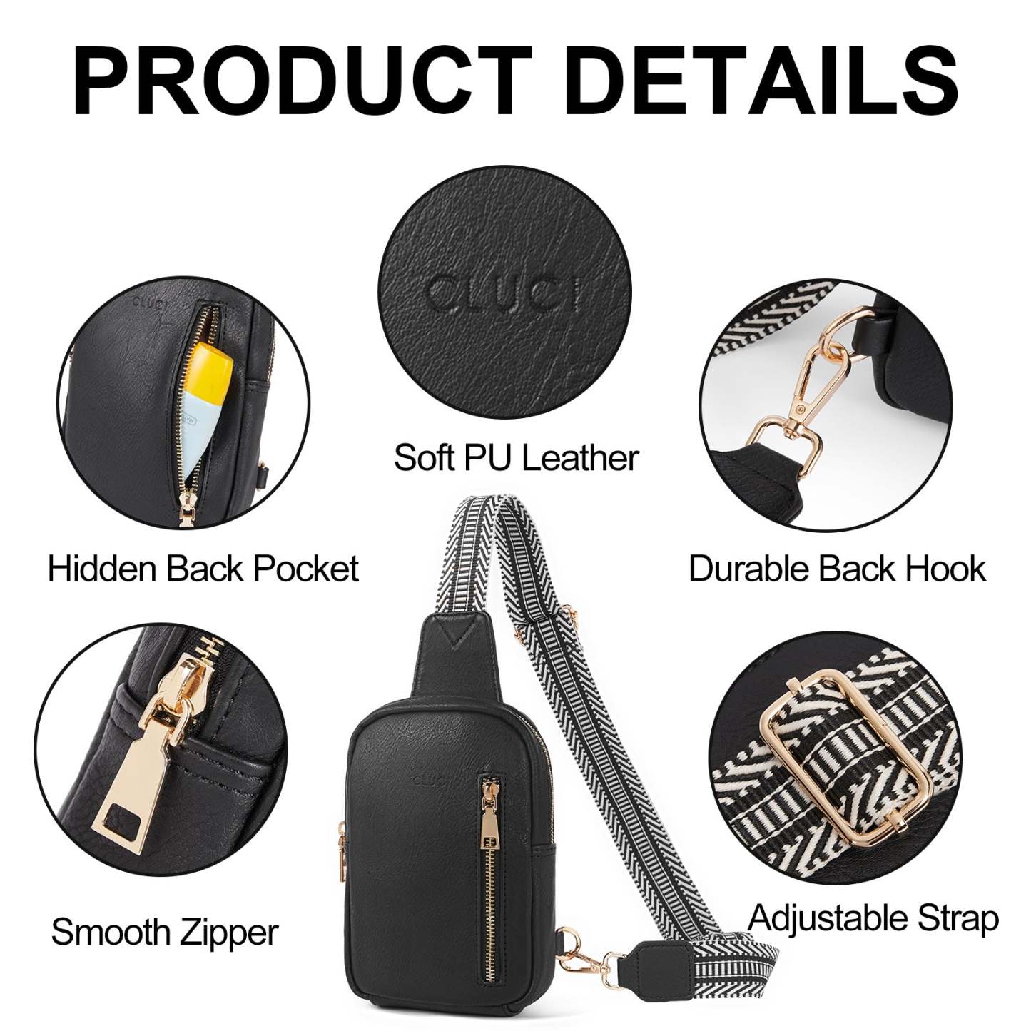 Small Vegan Leather Sling Bag for Women  Crossbody Chest Bags Trendy