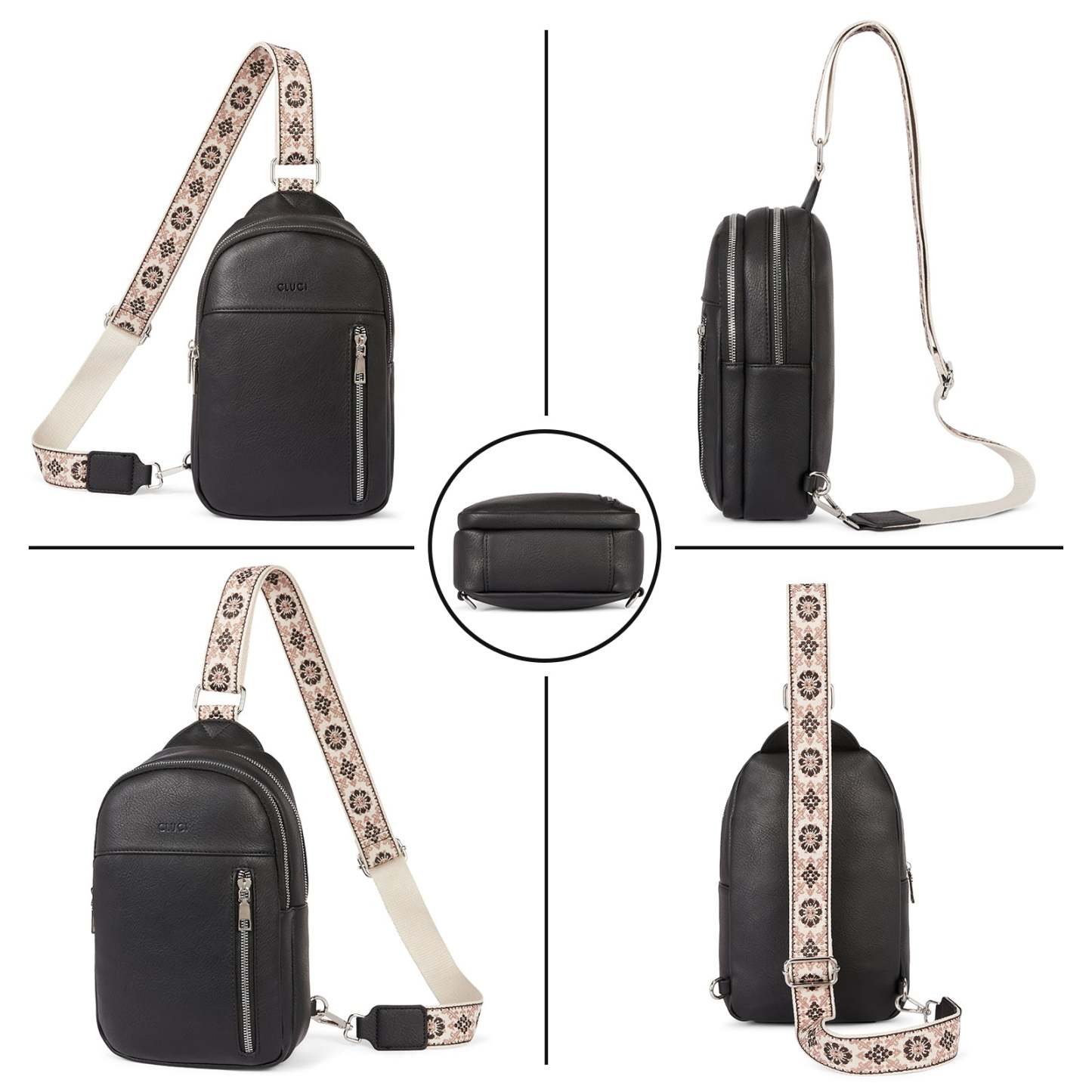 Large Leather Fanny Packs Sling Bag for Women Crossbody Purse Trendy Chest Bag