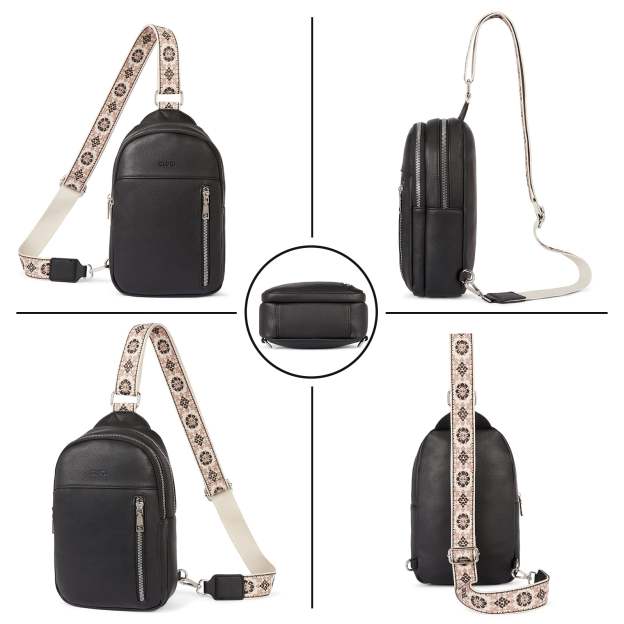 Large Leather Fanny Packs Sling Bag for Women Crossbody Purse Trendy Chest Bag