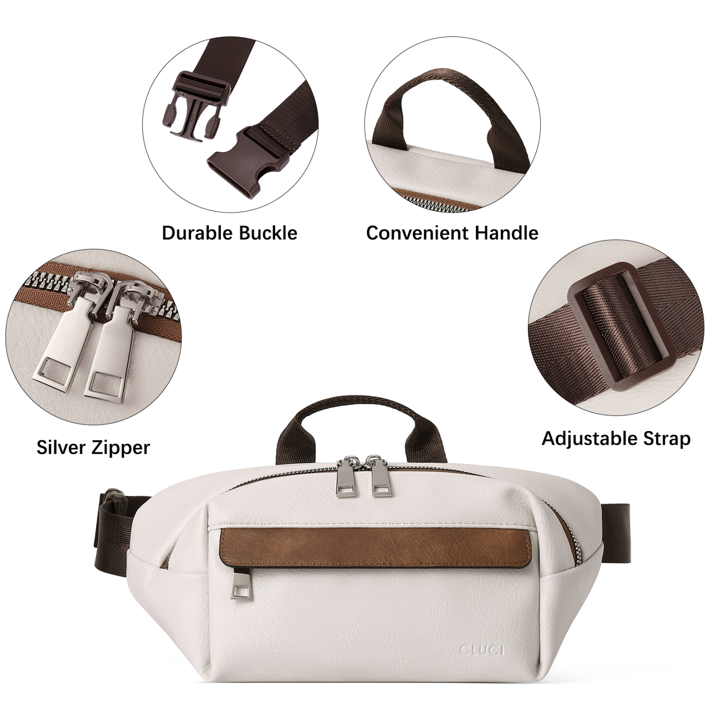 Leather Belt Bag Fanny Pack Crossbody Bags for Women Trendy Waist Bag with Adjustable Strap