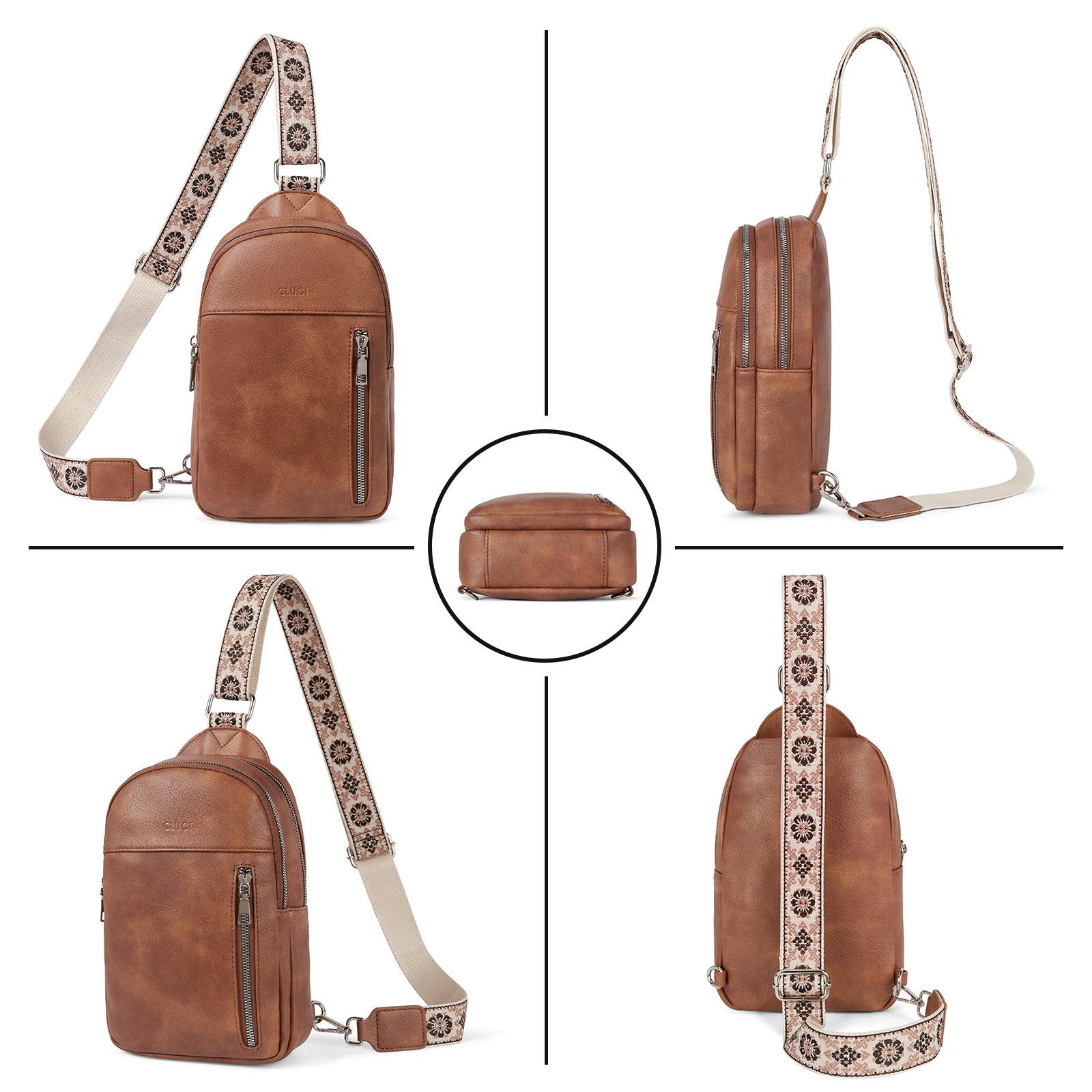 Large Leather Fanny Packs Sling Bag for Women Crossbody Purse Trendy Chest Bag