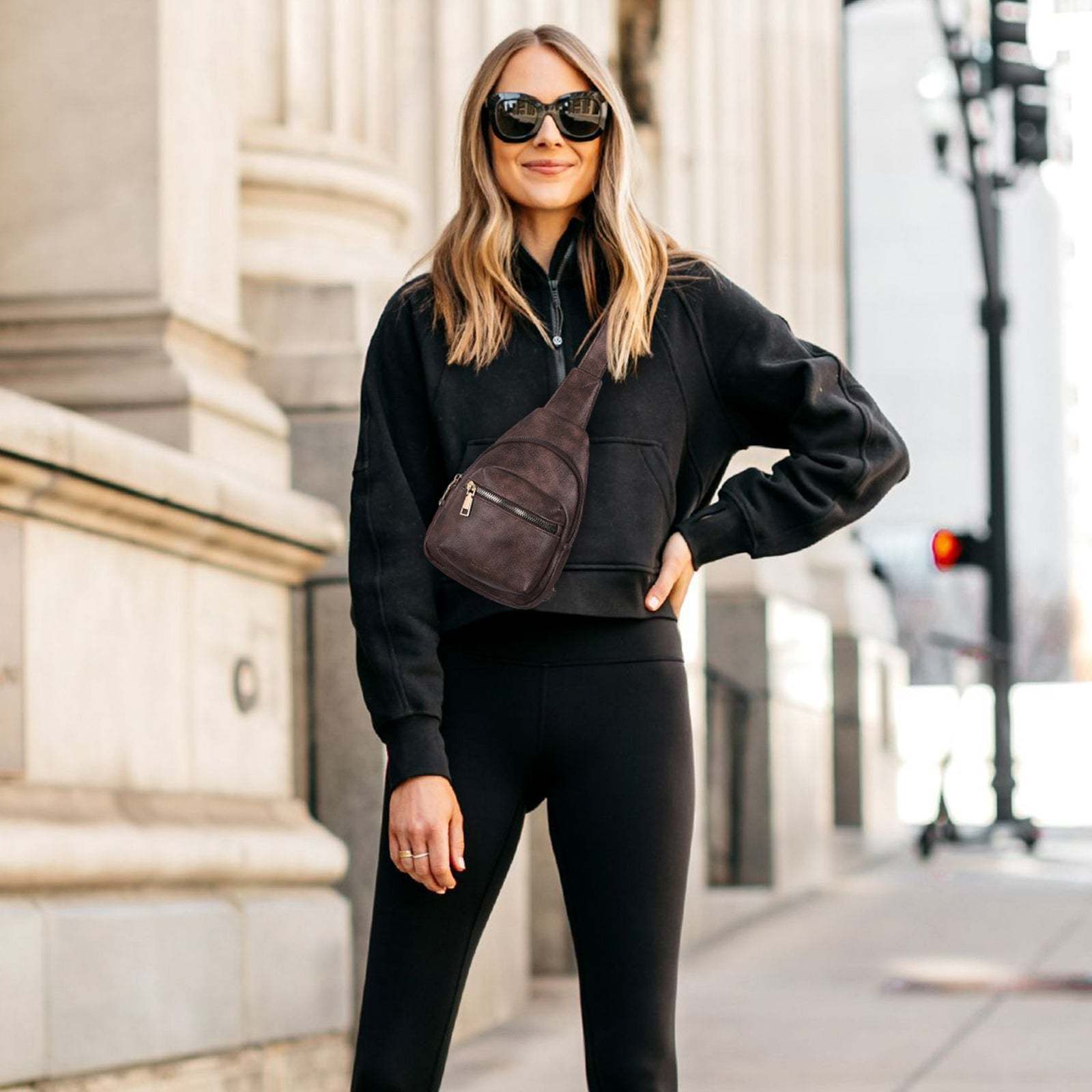 Small Sling Bag Leather Crossbody Fanny Packs Trendy Women's Chest Bag