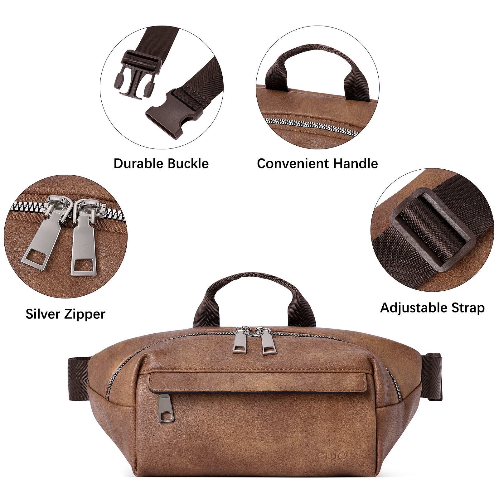 Leather Belt Bag Fanny Pack Crossbody Bags for Women Trendy Waist Bag with Adjustable Strap