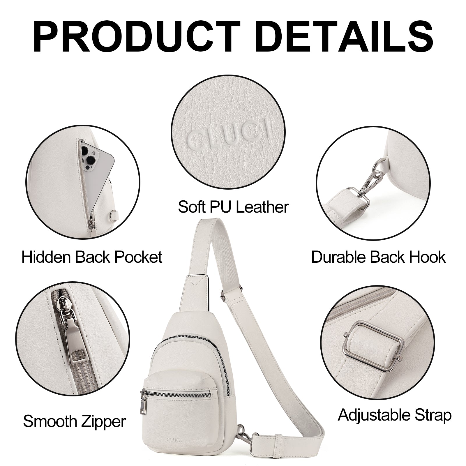 Small Sling Bag Leather Crossbody Fanny Packs Trendy Women's Chest Bag