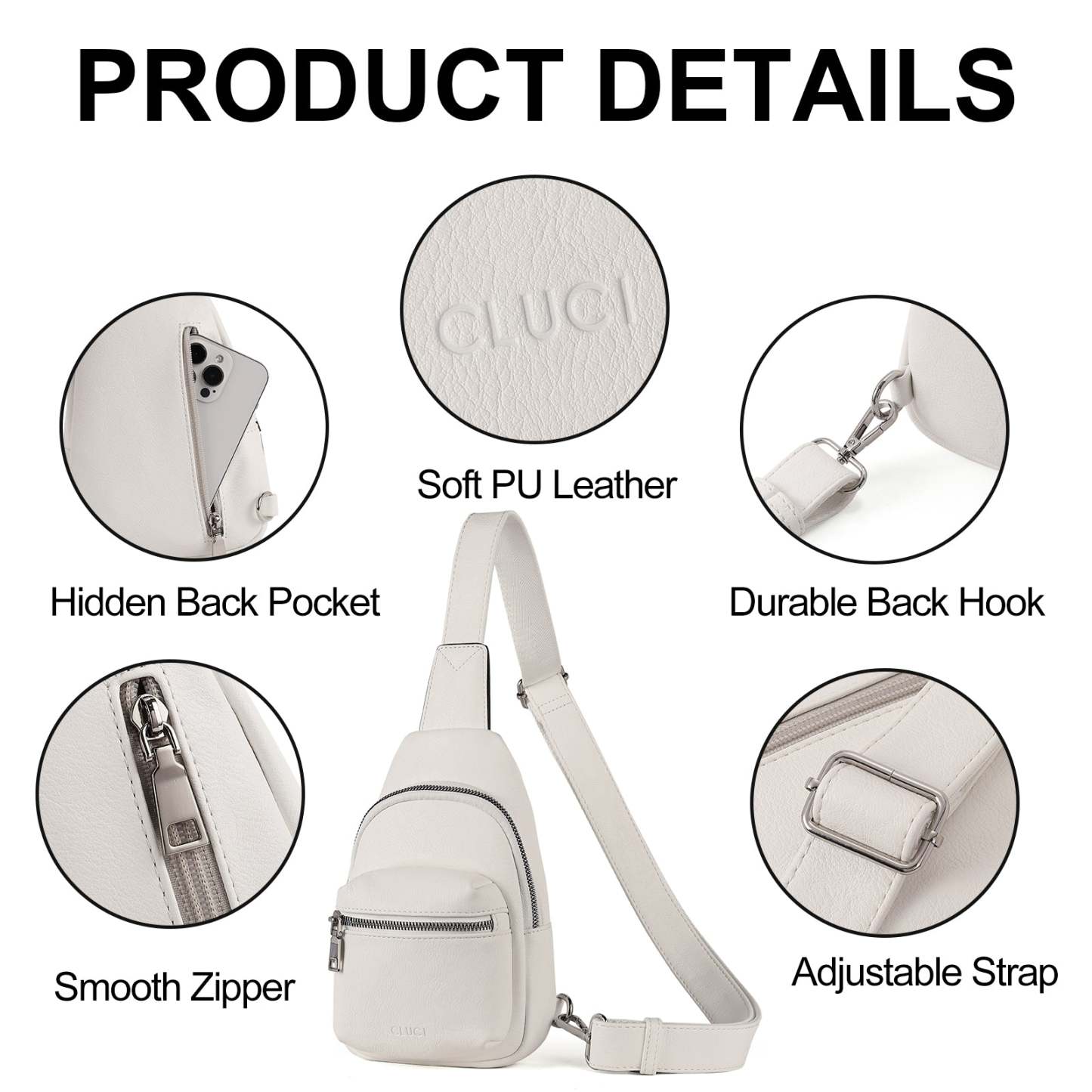 Small Sling Bag Leather Crossbody Fanny Packs Trendy Women's Chest Bag