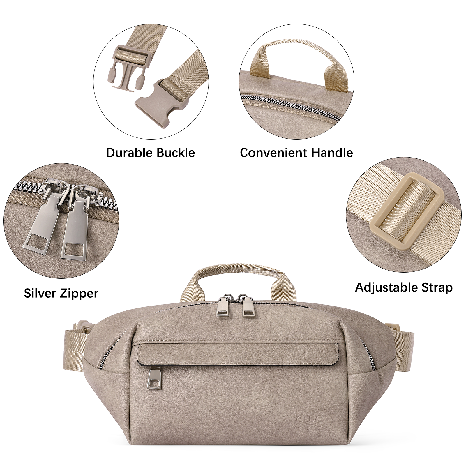 Leather Belt Bag Fanny Pack Crossbody Bags for Women Trendy Waist Bag with Adjustable Strap