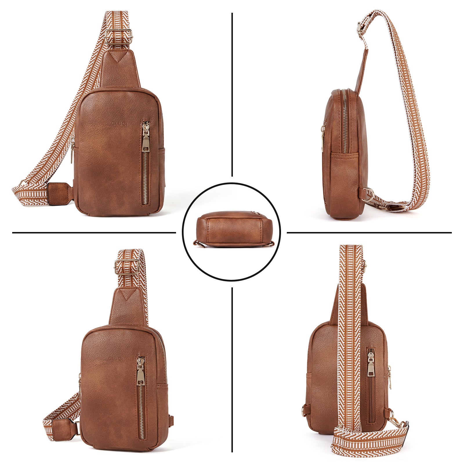 Small Vegan Leather Sling Bag for Women  Crossbody Chest Bags Trendy