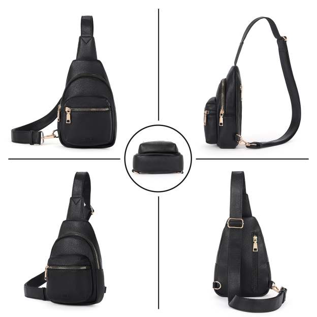 Small Sling Bag Leather Crossbody Fanny Packs Trendy Women's Chest Bag