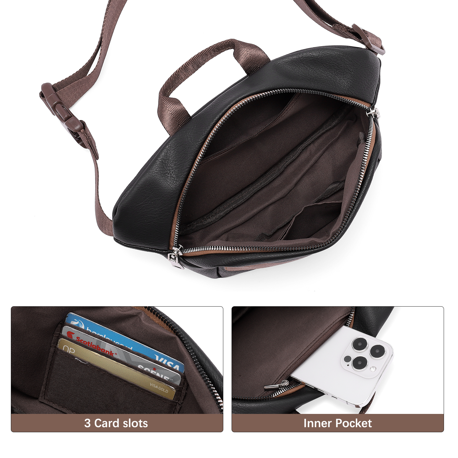 Leather Belt Bag Fanny Pack Crossbody Bags for Women Trendy Waist Bag with Adjustable Strap