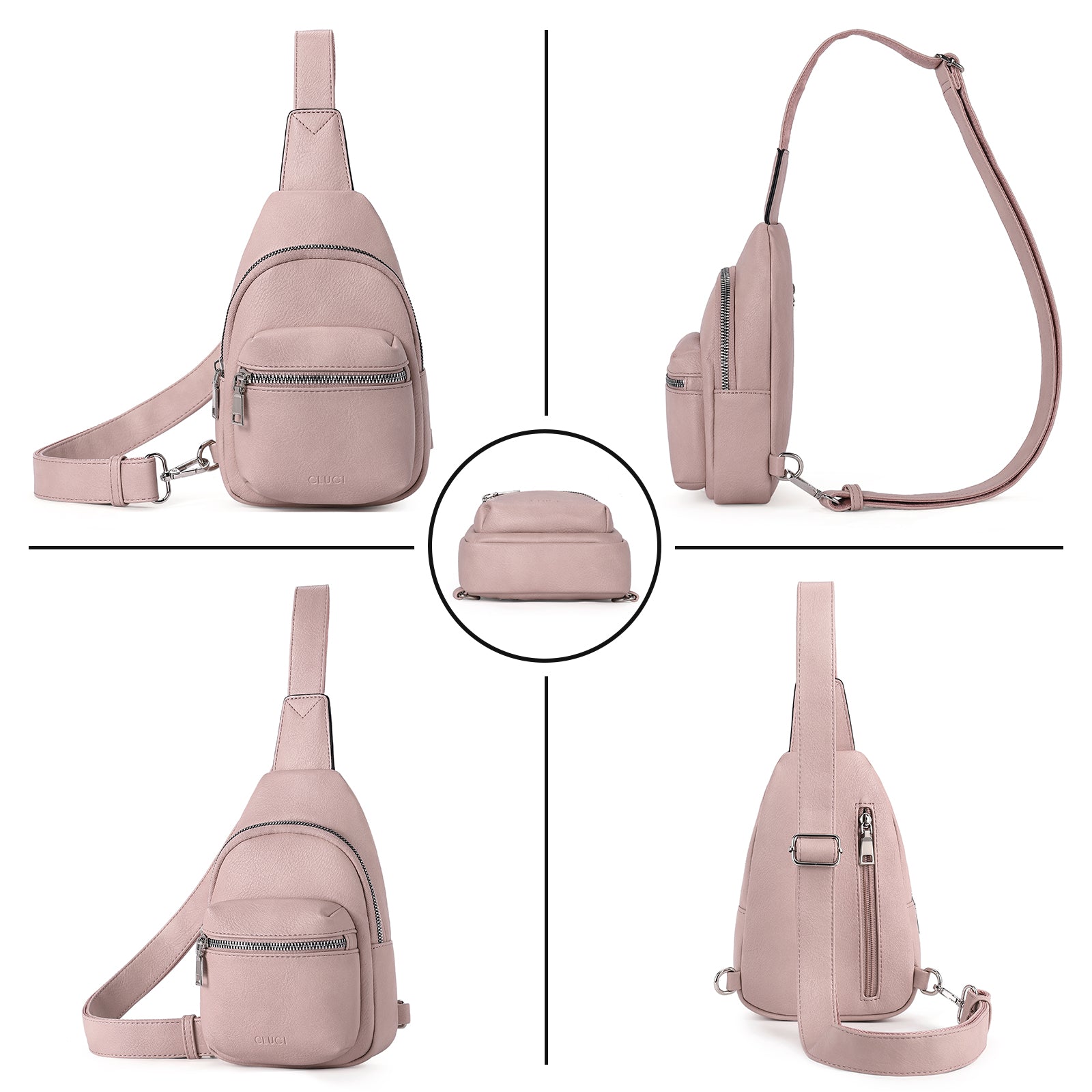 Small Sling Bag Leather Crossbody Fanny Packs Trendy Women's Chest Bag