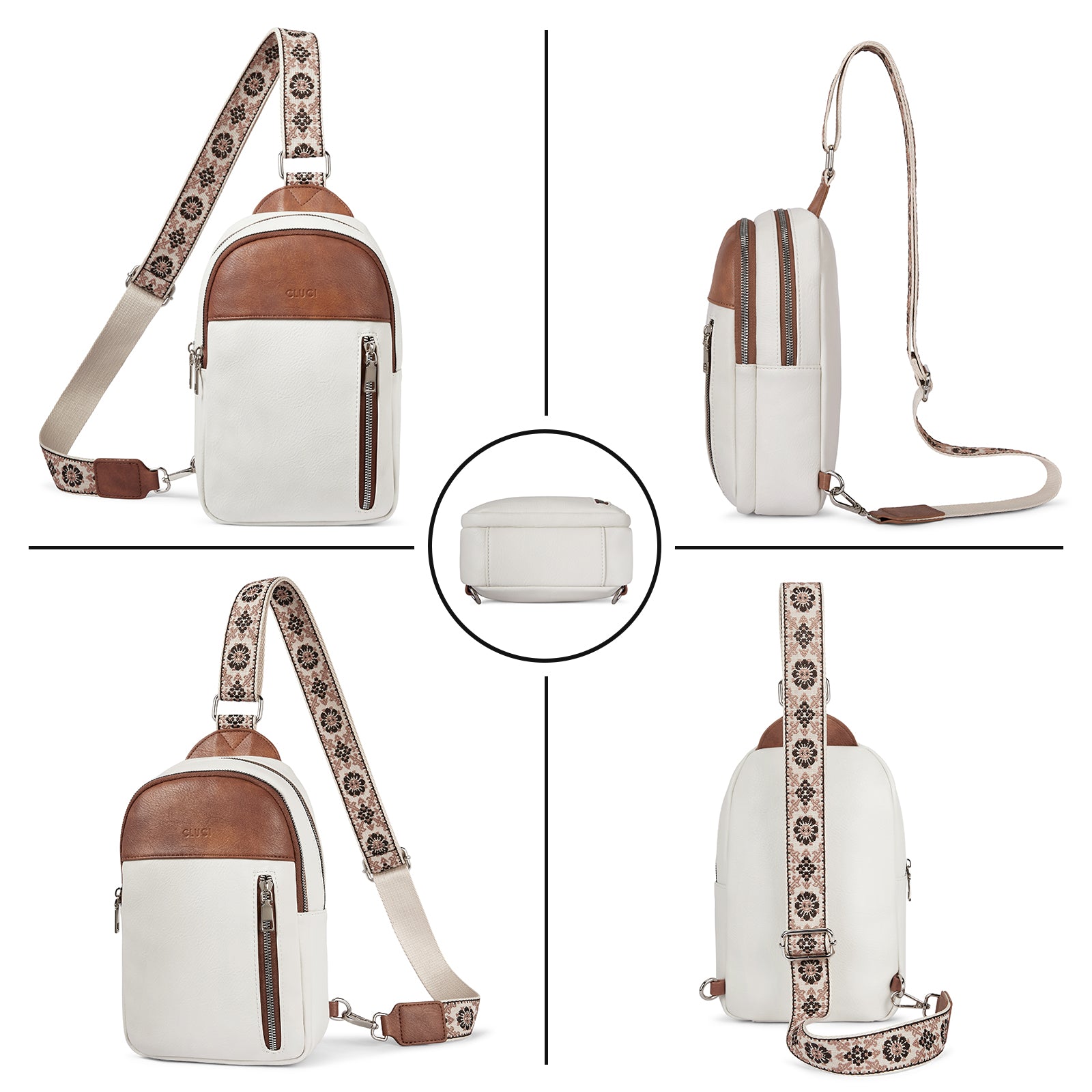 Large Leather Fanny Packs Sling Bag for Women Crossbody Purse Trendy Chest Bag