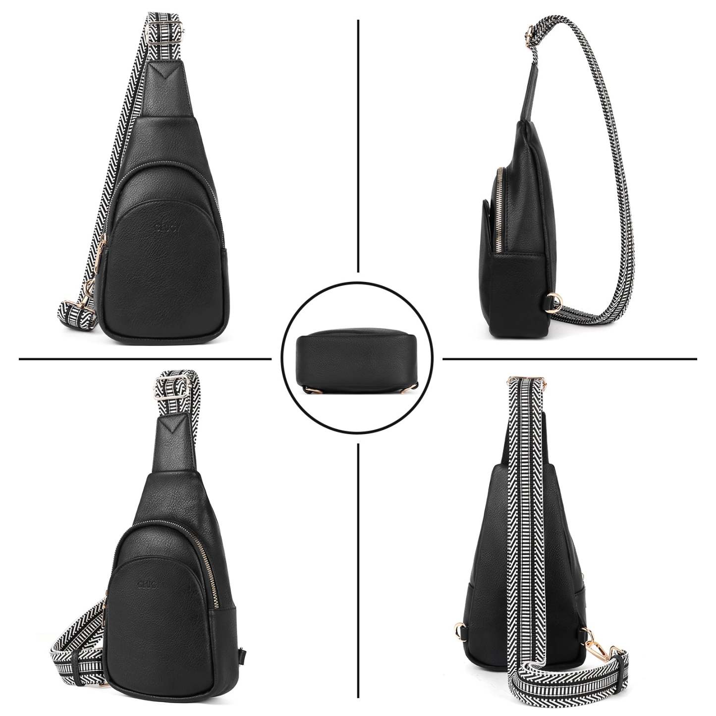 Faux Leather Small Sling Bag Fashion Waist Packs with Guitar Strap for Women's Fanny Packs