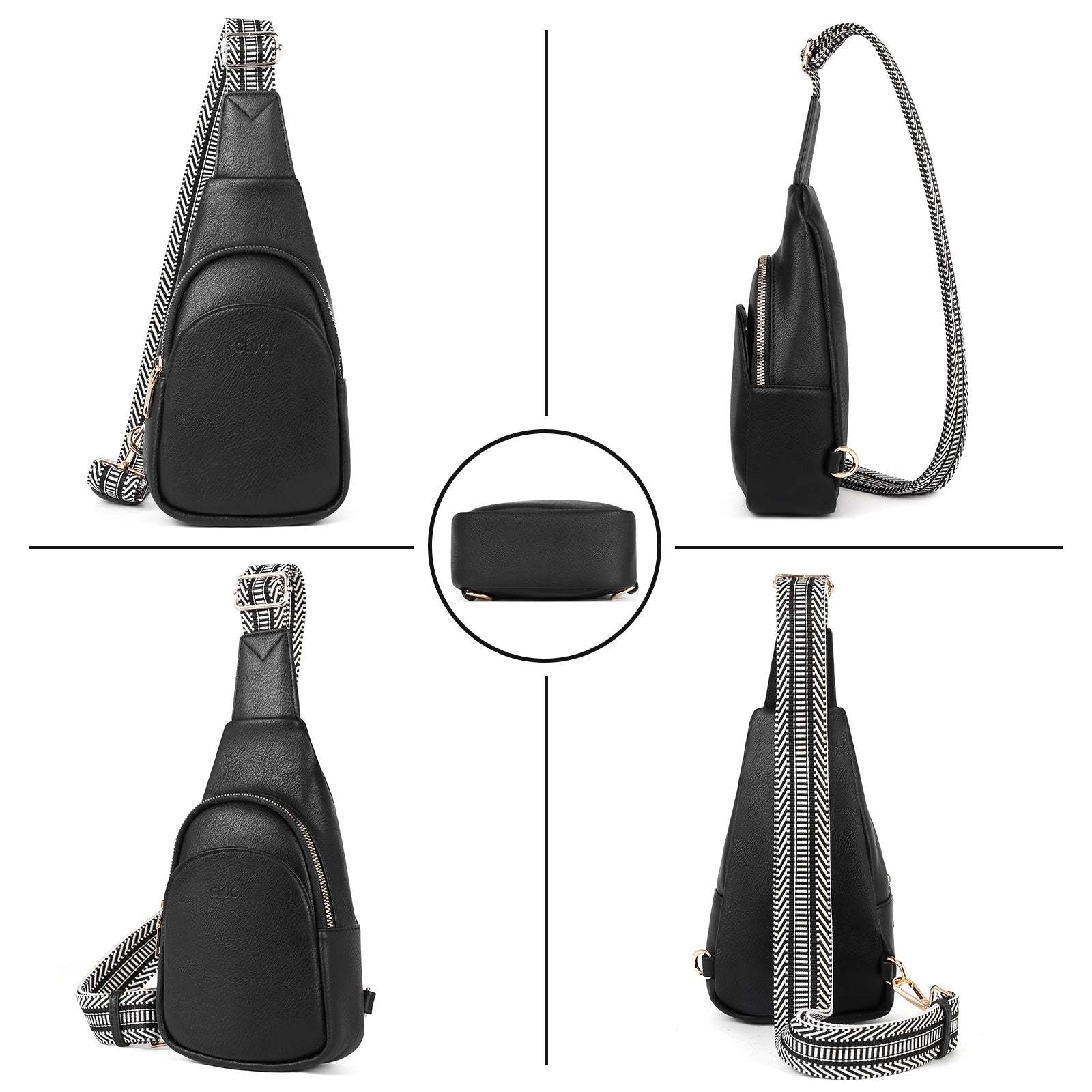 Faux Leather Small Sling Bag Fashion Waist Packs with Guitar Strap for Women's Fanny Packs