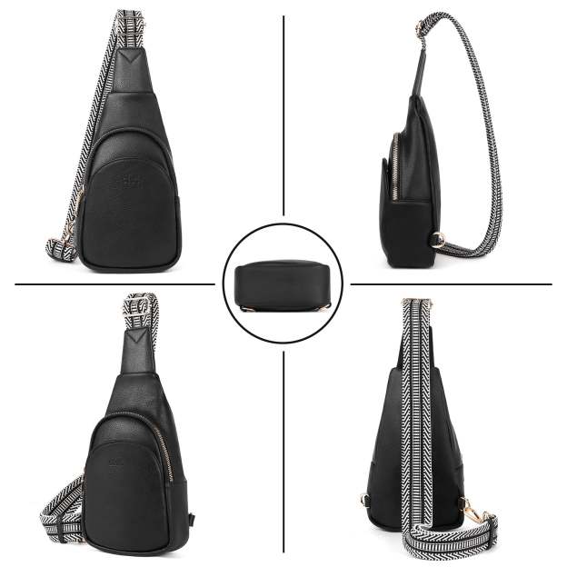 Faux Leather Small Sling Bag Fashion Waist Packs with Guitar Strap for Women's Fanny Packs