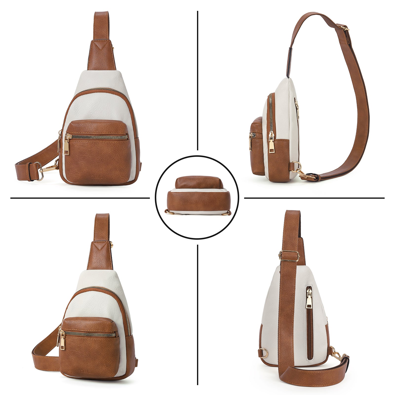 Small Sling Bag Leather Crossbody Fanny Packs Trendy Women's Chest Bag