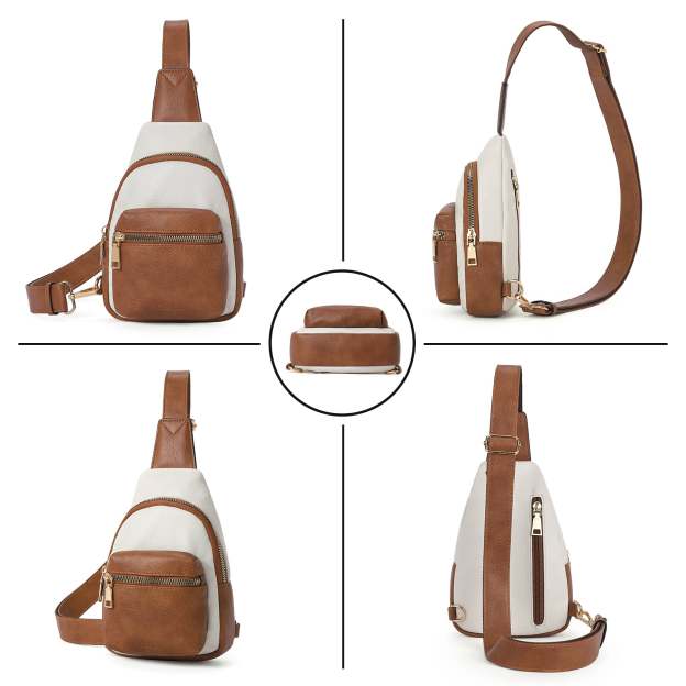 Small Sling Bag Leather Crossbody Fanny Packs Trendy Women's Chest Bag