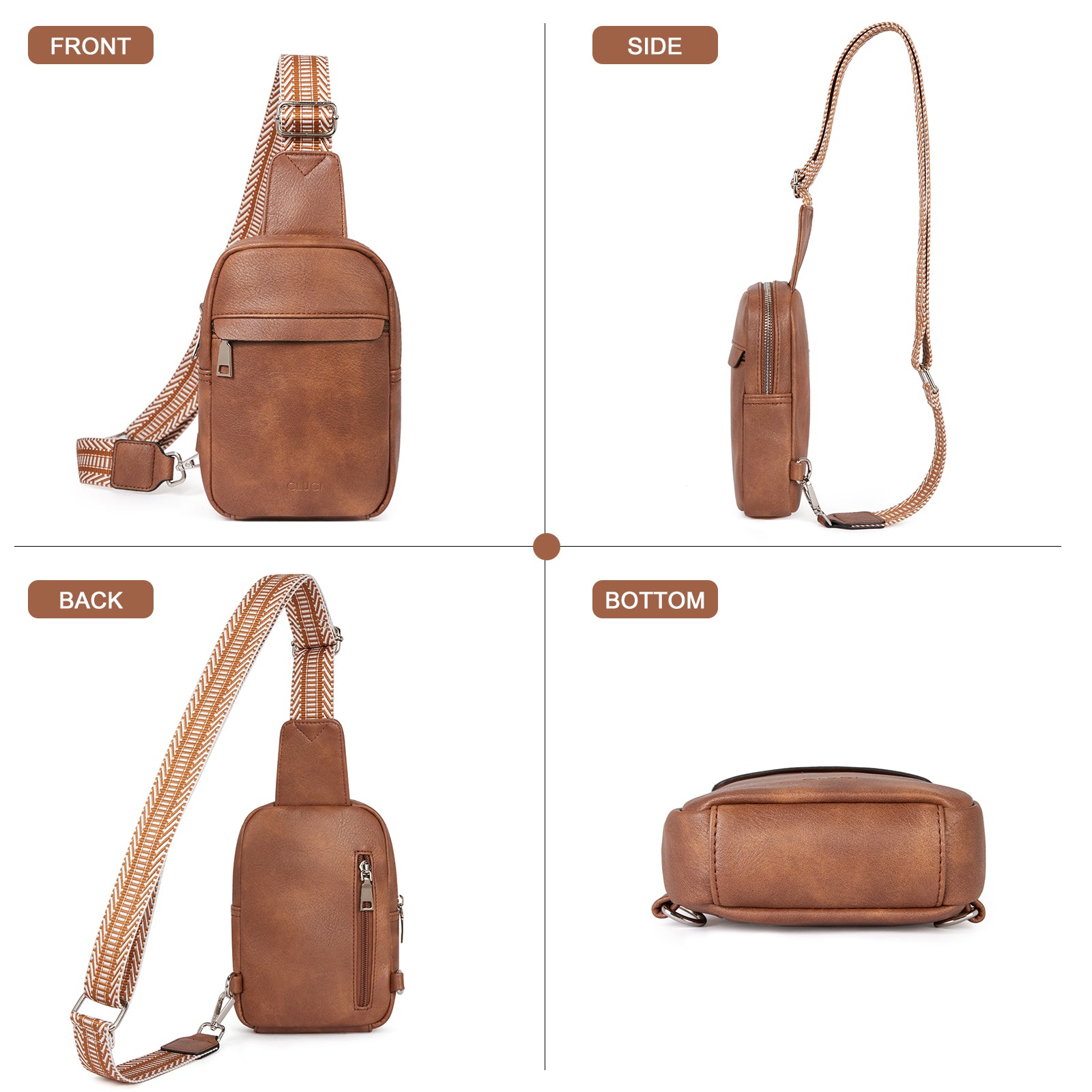 Small Sling Bag Vegan Leather Crossbody Chest Bags Trendy Women's Fanny Pack