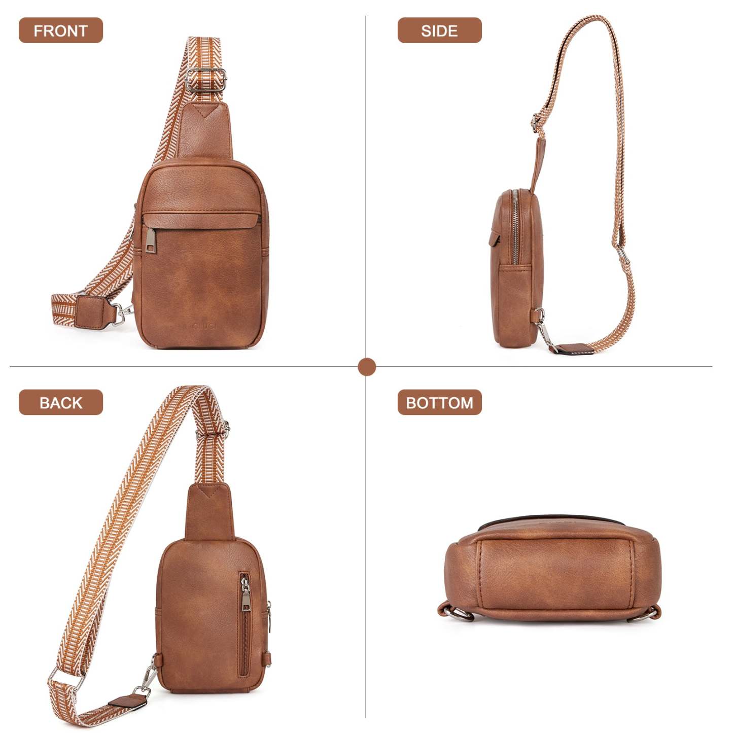 Small Sling Bag Vegan Leather Crossbody Chest Bags Trendy Women's Fanny Pack