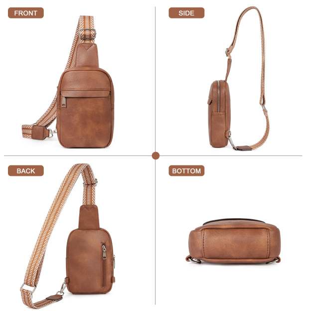 Small Sling Bag Vegan Leather Crossbody Chest Bags Trendy Women's Fanny Pack