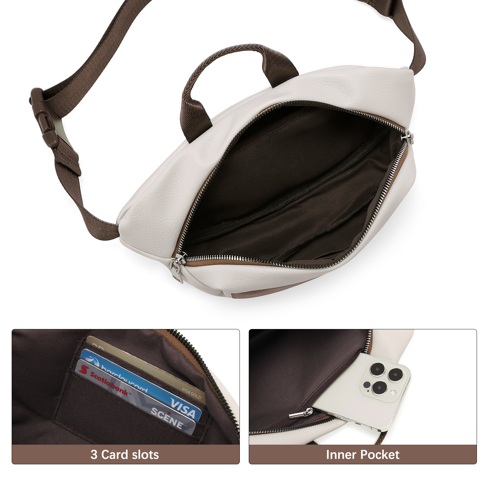 Leather Belt Bag Fanny Pack Crossbody Bags for Women Trendy Waist Bag with Adjustable Strap