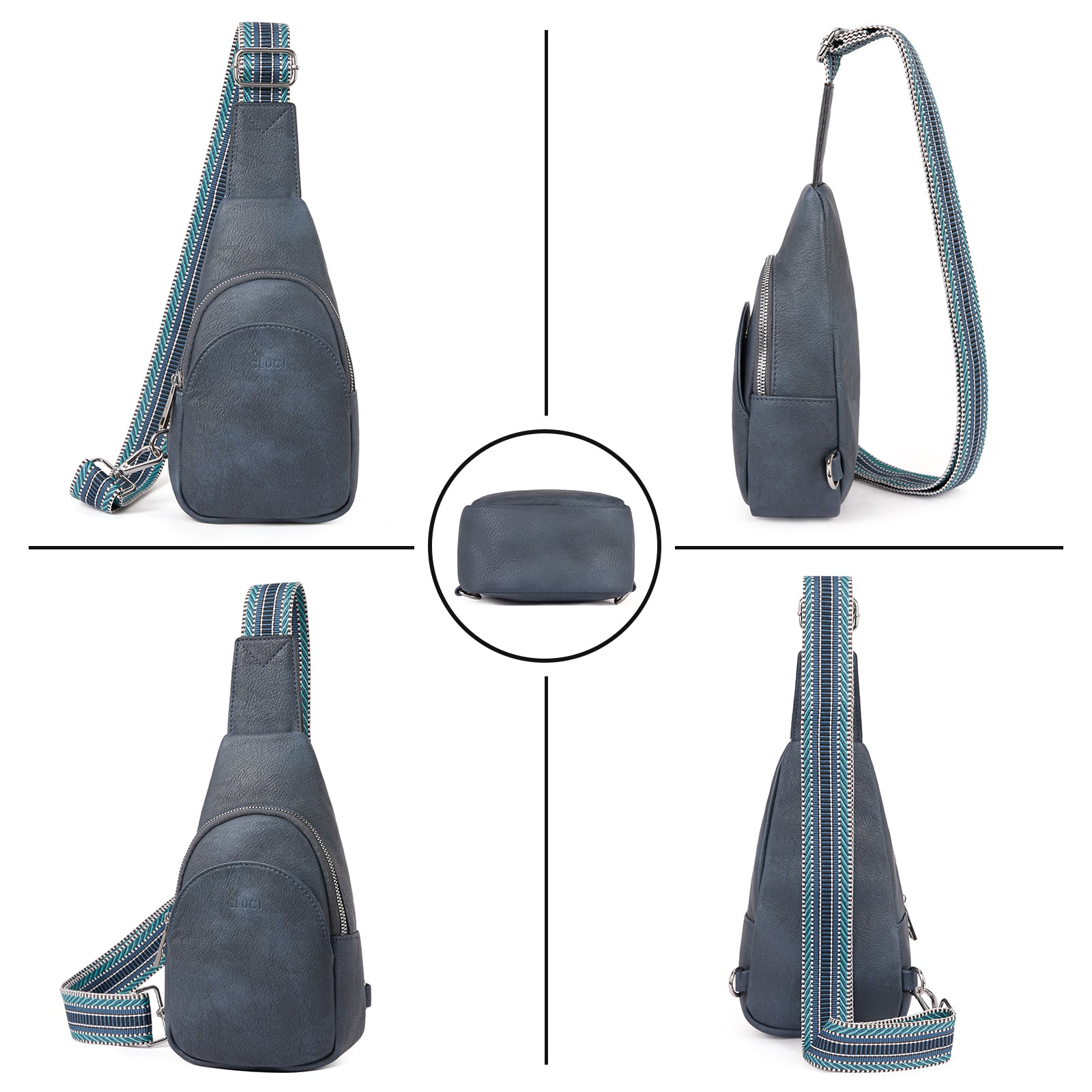 Faux Leather Small Sling Bag Fashion Waist Packs with Guitar Strap for Women's Fanny Packs