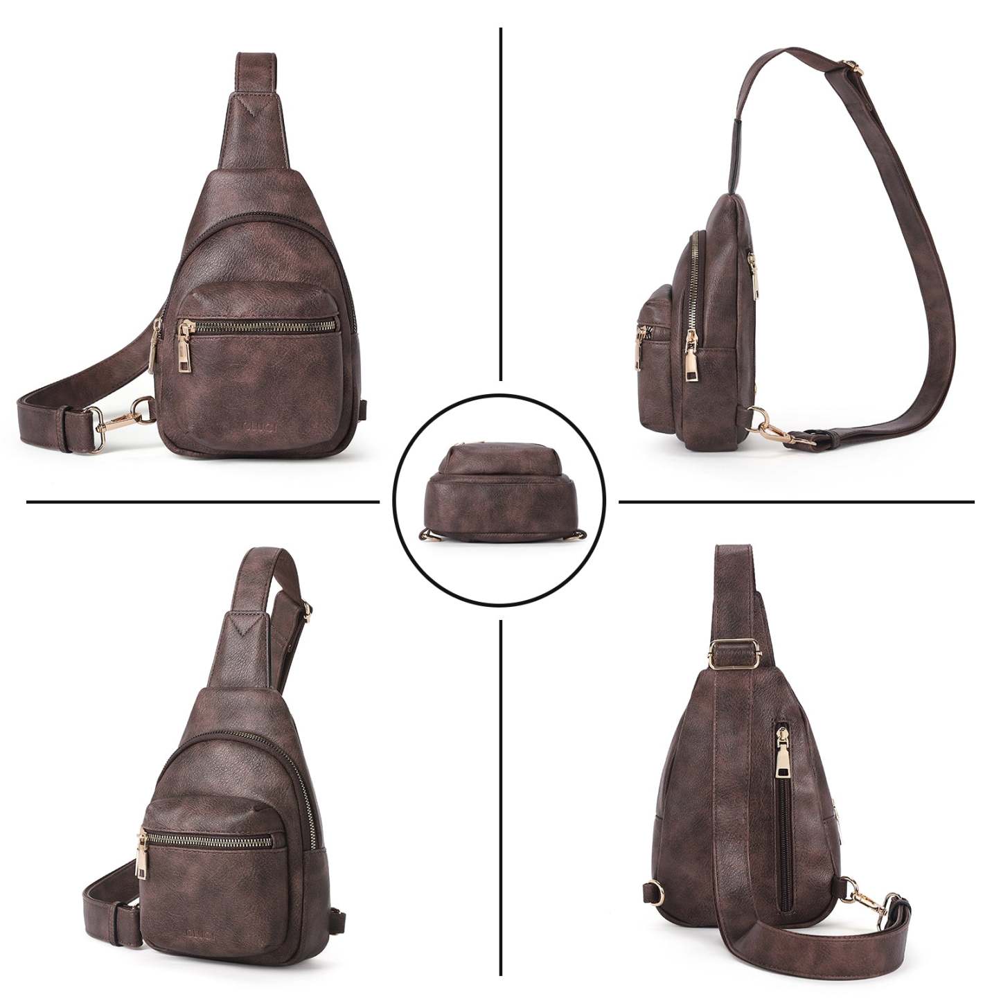 Small Sling Bag Leather Crossbody Fanny Packs Trendy Women's Chest Bag