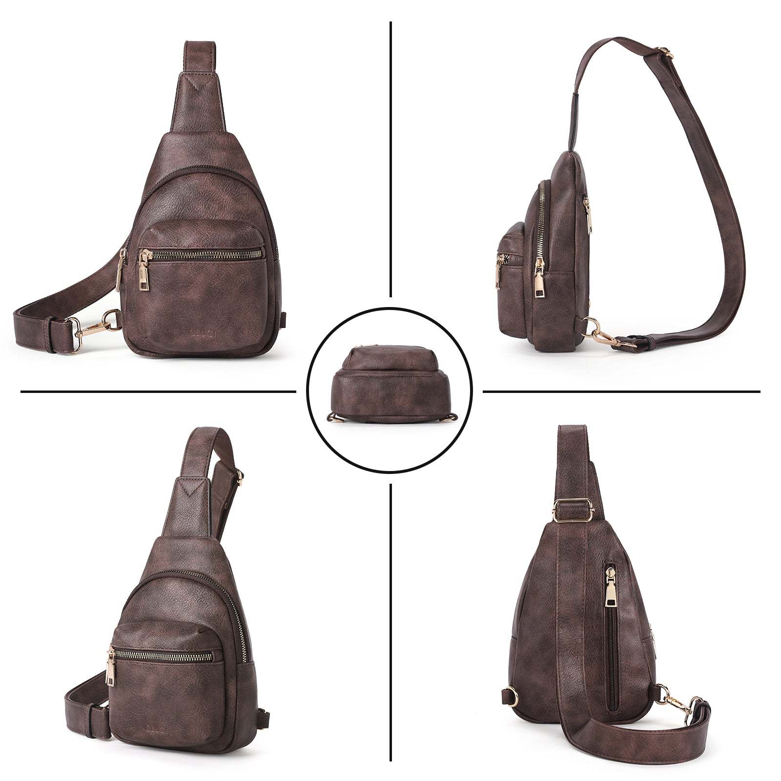 Small Sling Bag Leather Crossbody Fanny Packs Trendy Women's Chest Bag