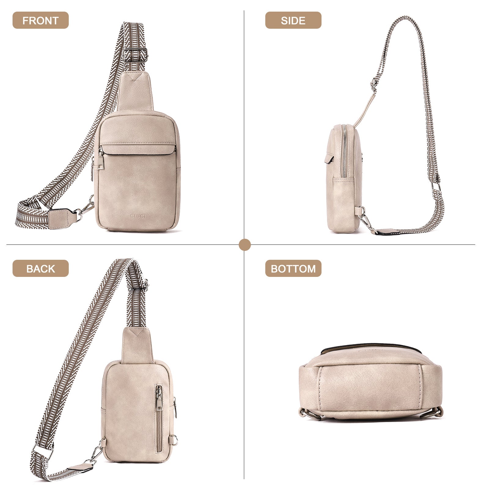 Small Sling Bag Vegan Leather Crossbody Chest Bags Trendy Women's Fanny Pack