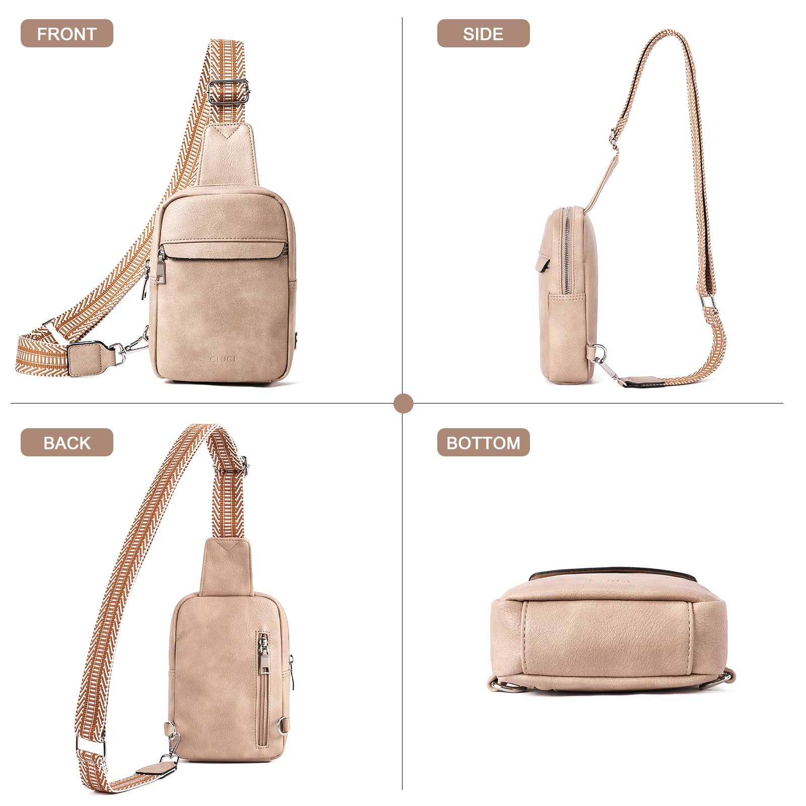 Small Sling Bag Vegan Leather Crossbody Chest Bags Trendy Women's Fanny Pack