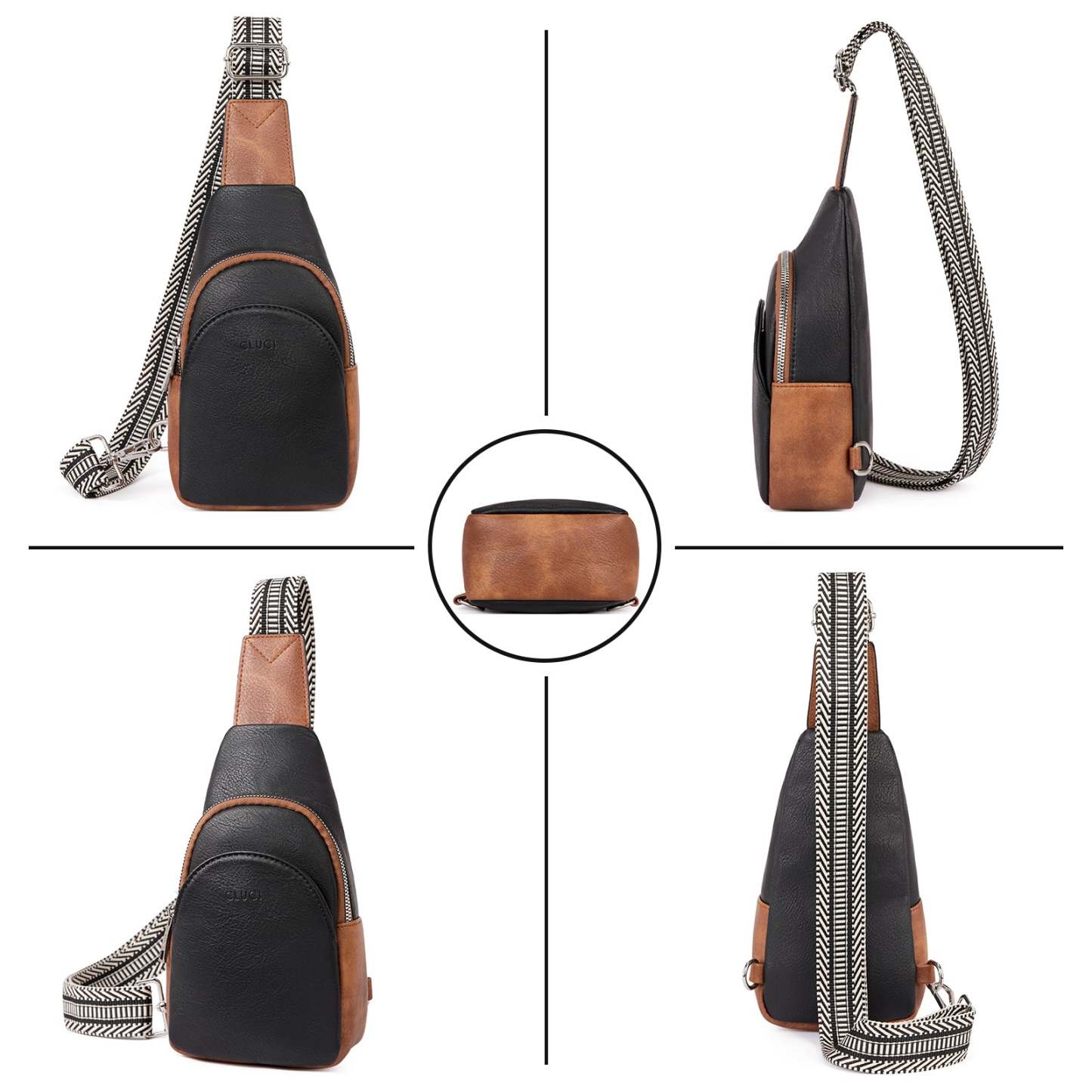 Faux Leather Small Sling Bag Fashion Waist Packs with Guitar Strap for Women's Fanny Packs
