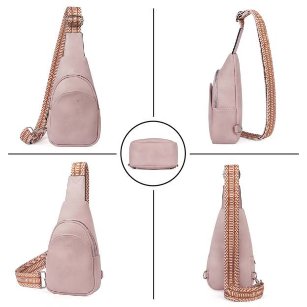 Faux Leather Small Sling Bag Fashion Waist Packs with Guitar Strap for Women's Fanny Packs