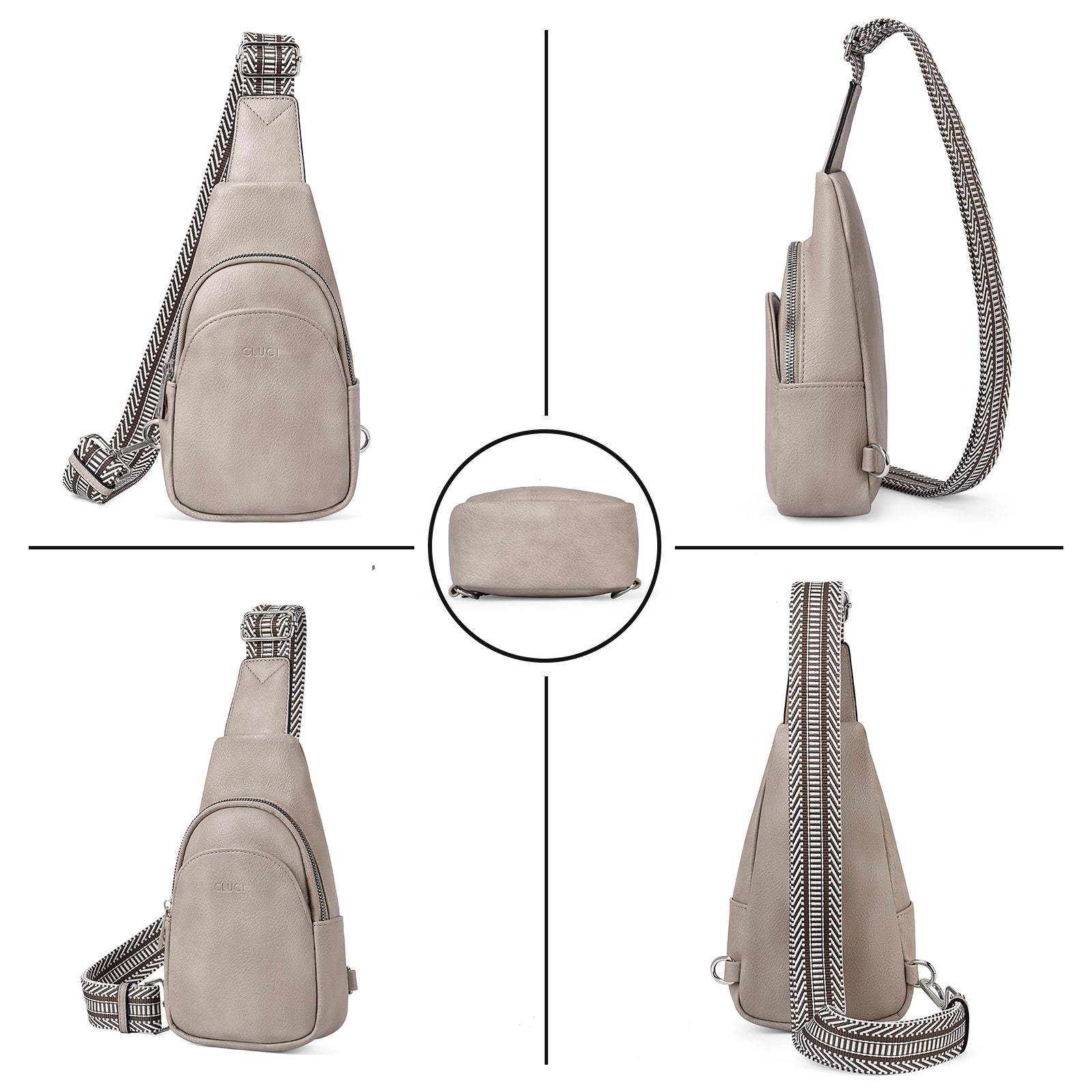 Faux Leather Small Sling Bag Fashion Waist Packs with Guitar Strap for Women's Fanny Packs