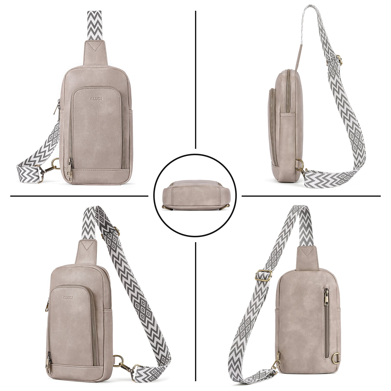 Large PU Leather Crossbody Sling Bag for Women Travel Hiking Cycling