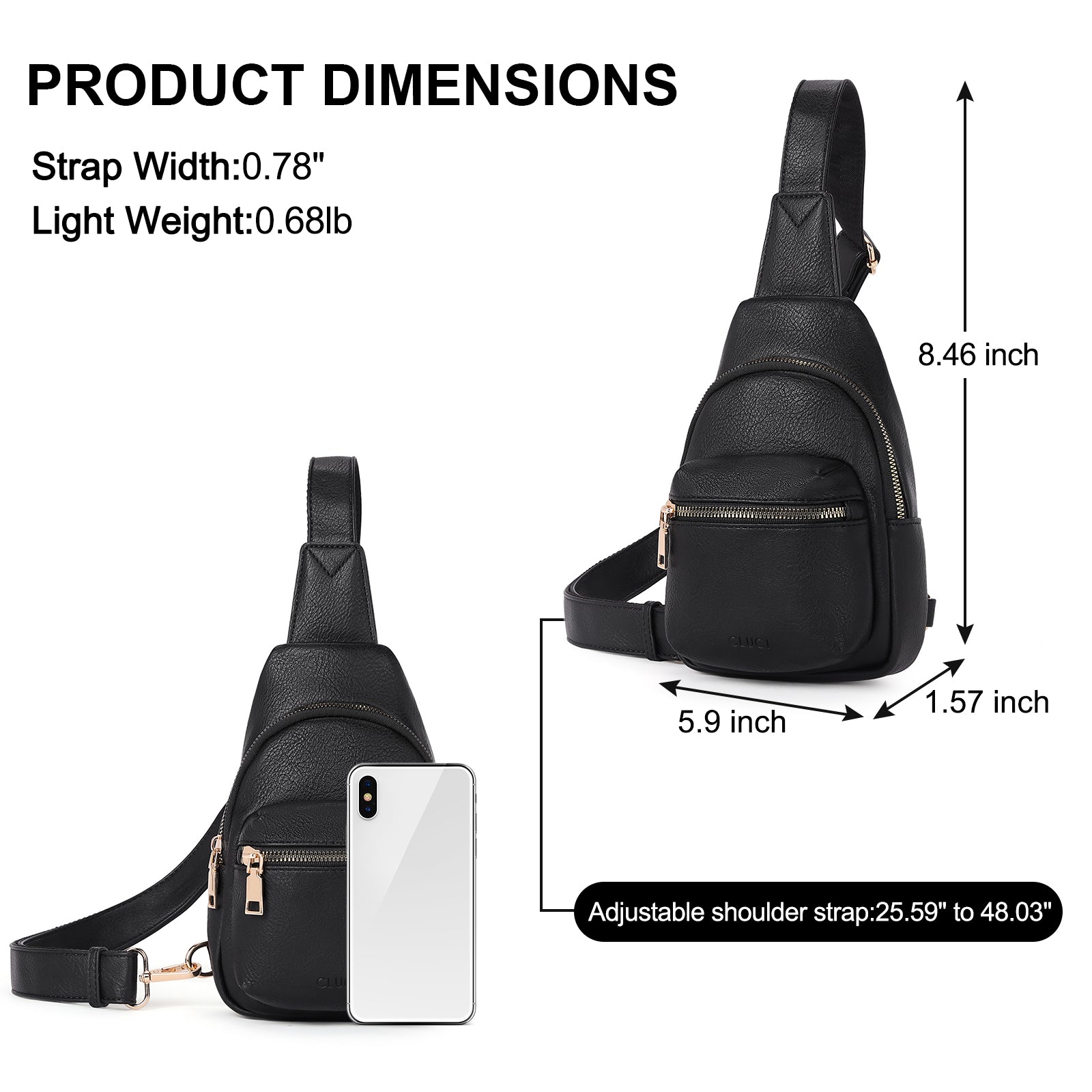 Small Sling Bag Leather Crossbody Fanny Packs Trendy Women's Chest Bag