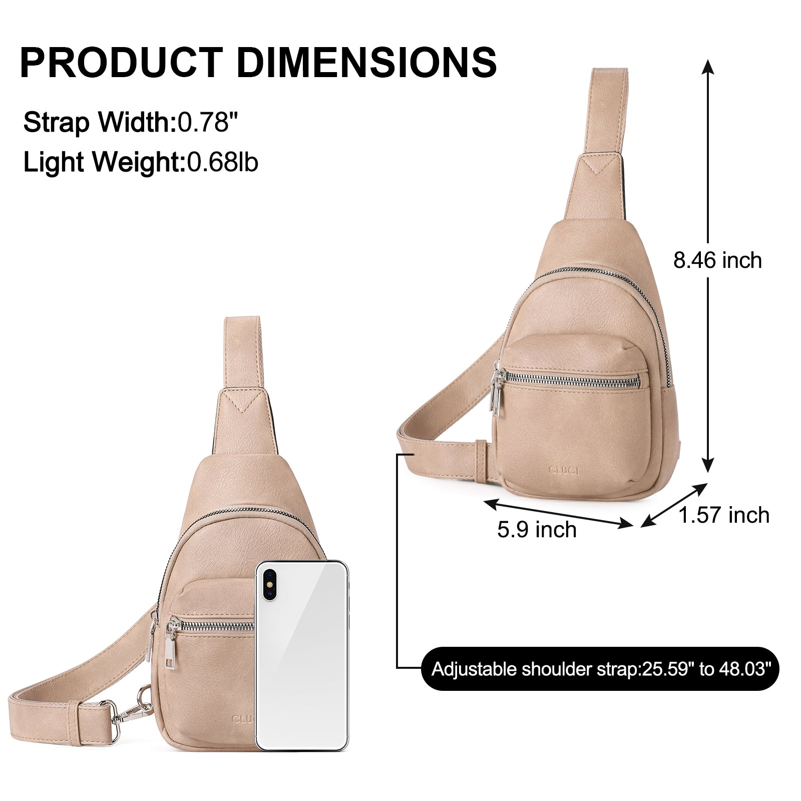 Small Sling Bag Leather Crossbody Fanny Packs Trendy Women's Chest Bag