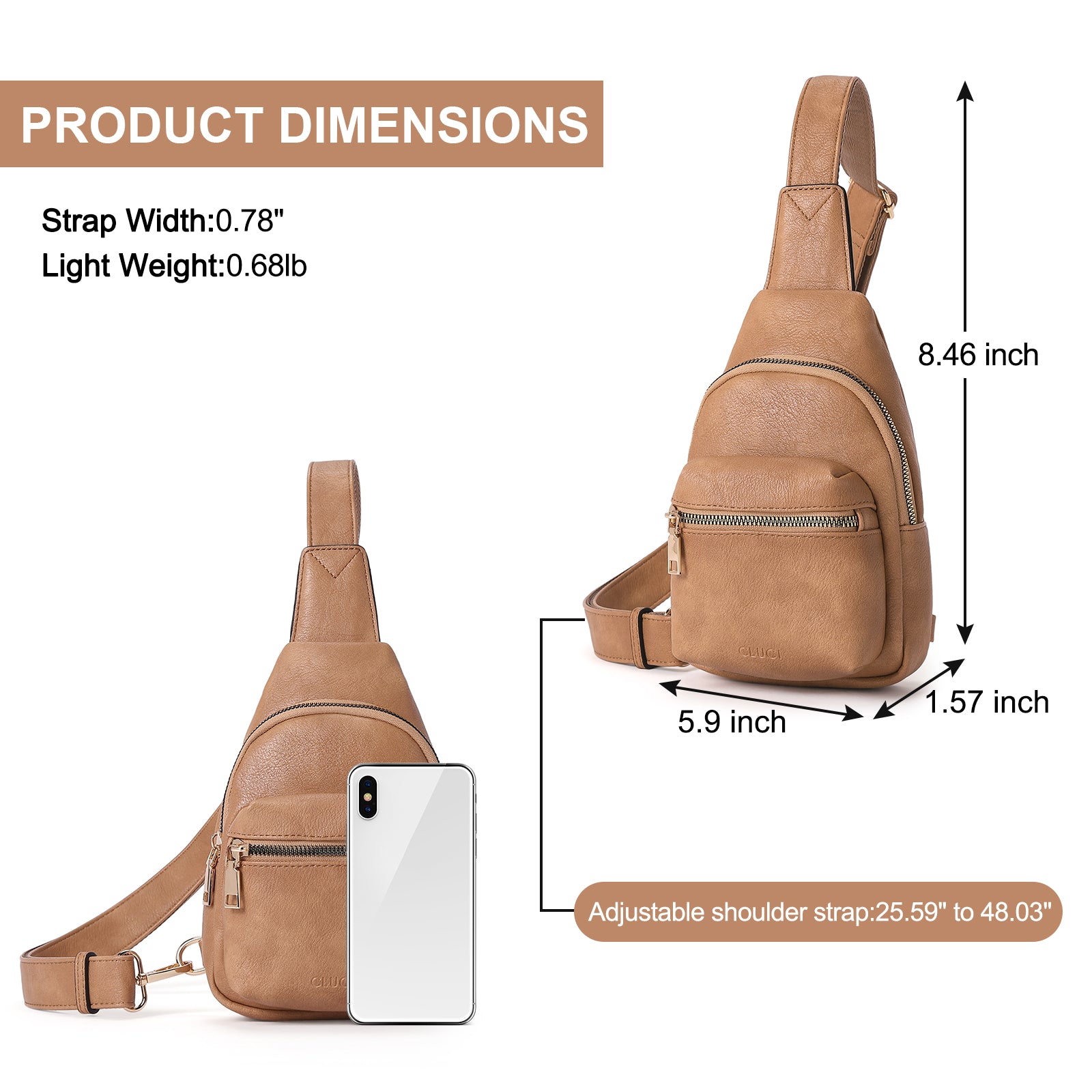 Small Sling Bag Leather Crossbody Fanny Packs Trendy Women's Chest Bag