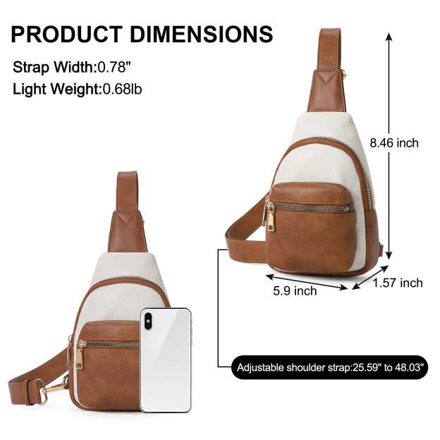 Small Sling Bag Leather Crossbody Fanny Packs Trendy Women's Chest Bag