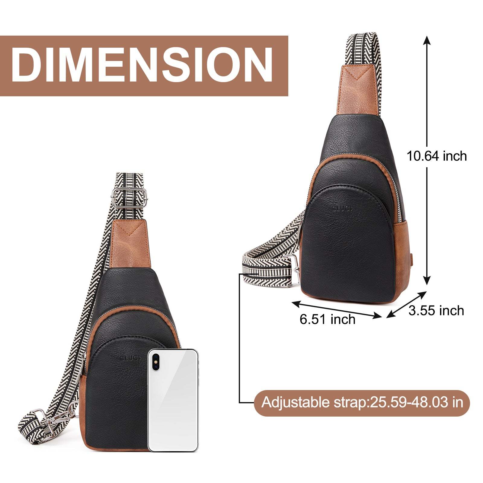 Faux Leather Small Sling Bag Fashion Waist Packs with Guitar Strap for Women's Fanny Packs