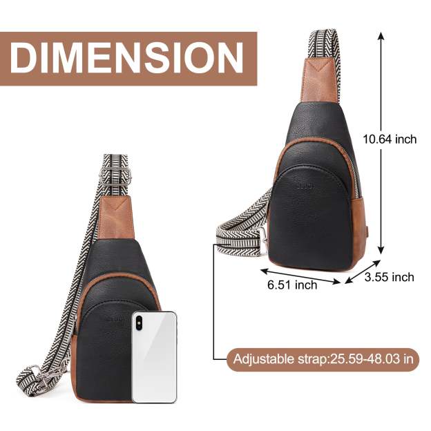 Faux Leather Small Sling Bag Fashion Waist Packs with Guitar Strap for Women's Fanny Packs