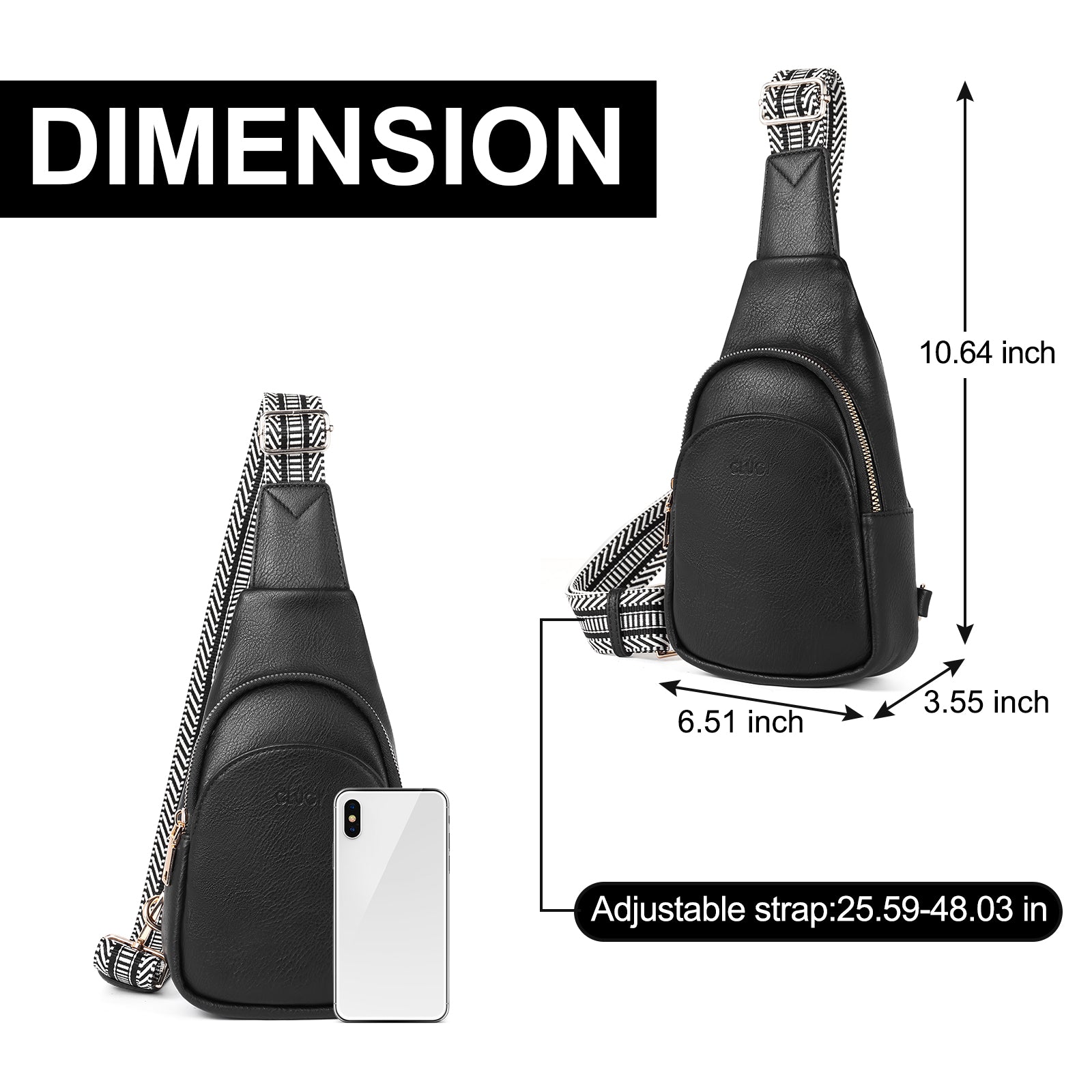 Faux Leather Small Sling Bag Fashion Waist Packs with Guitar Strap for Women's Fanny Packs