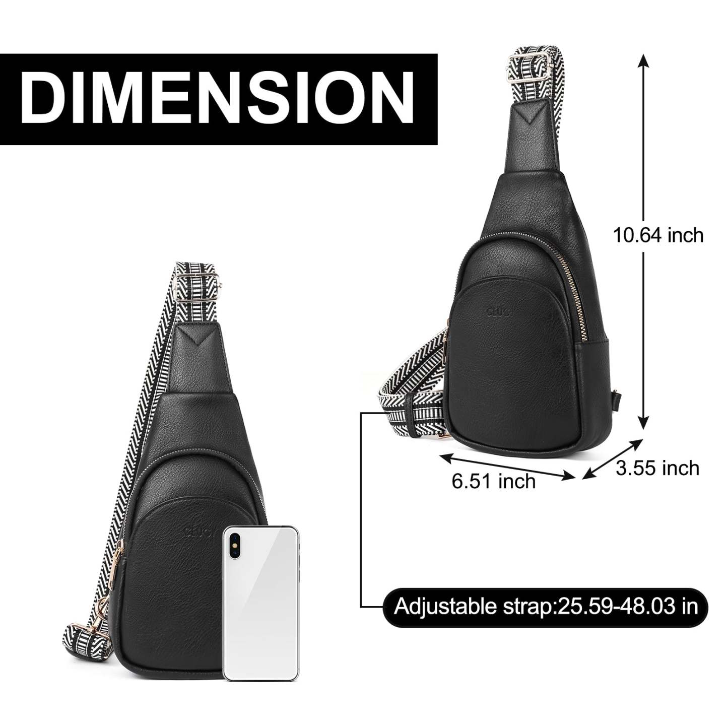 Faux Leather Small Sling Bag Fashion Waist Packs with Guitar Strap for Women's Fanny Packs