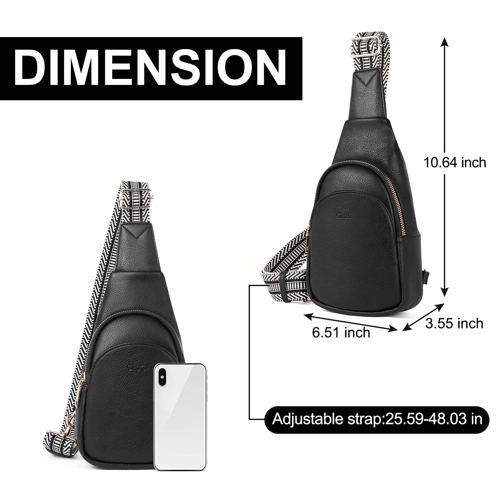 Faux Leather Small Sling Bag Fashion Waist Packs with Guitar Strap for Women's Fanny Packs
