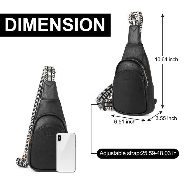 Faux Leather Small Sling Bag Fashion Waist Packs with Guitar Strap for Women's Fanny Packs